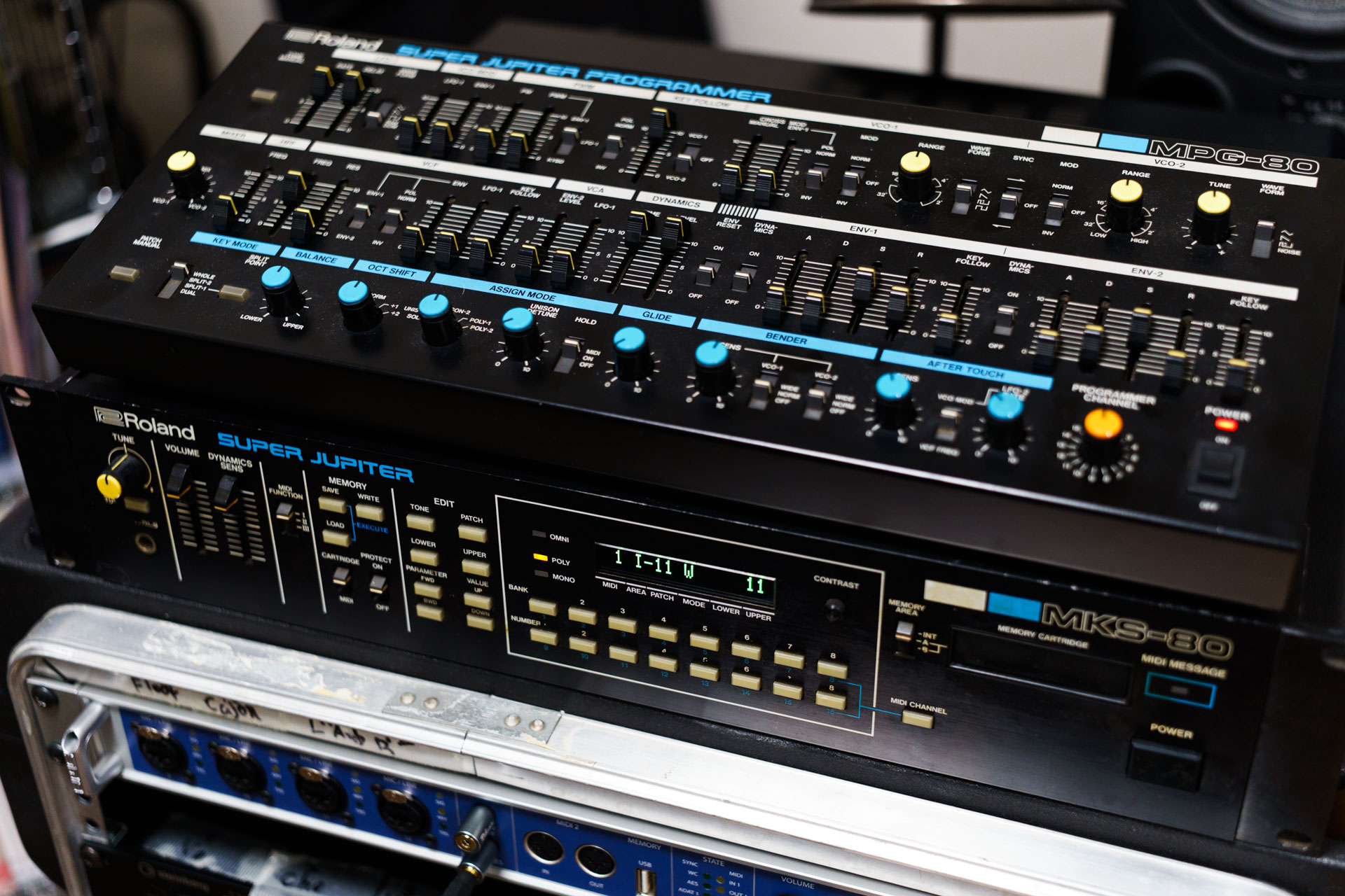 The Roland MKS-80 Super Jupiter, with the MPG-80 programmer on top
