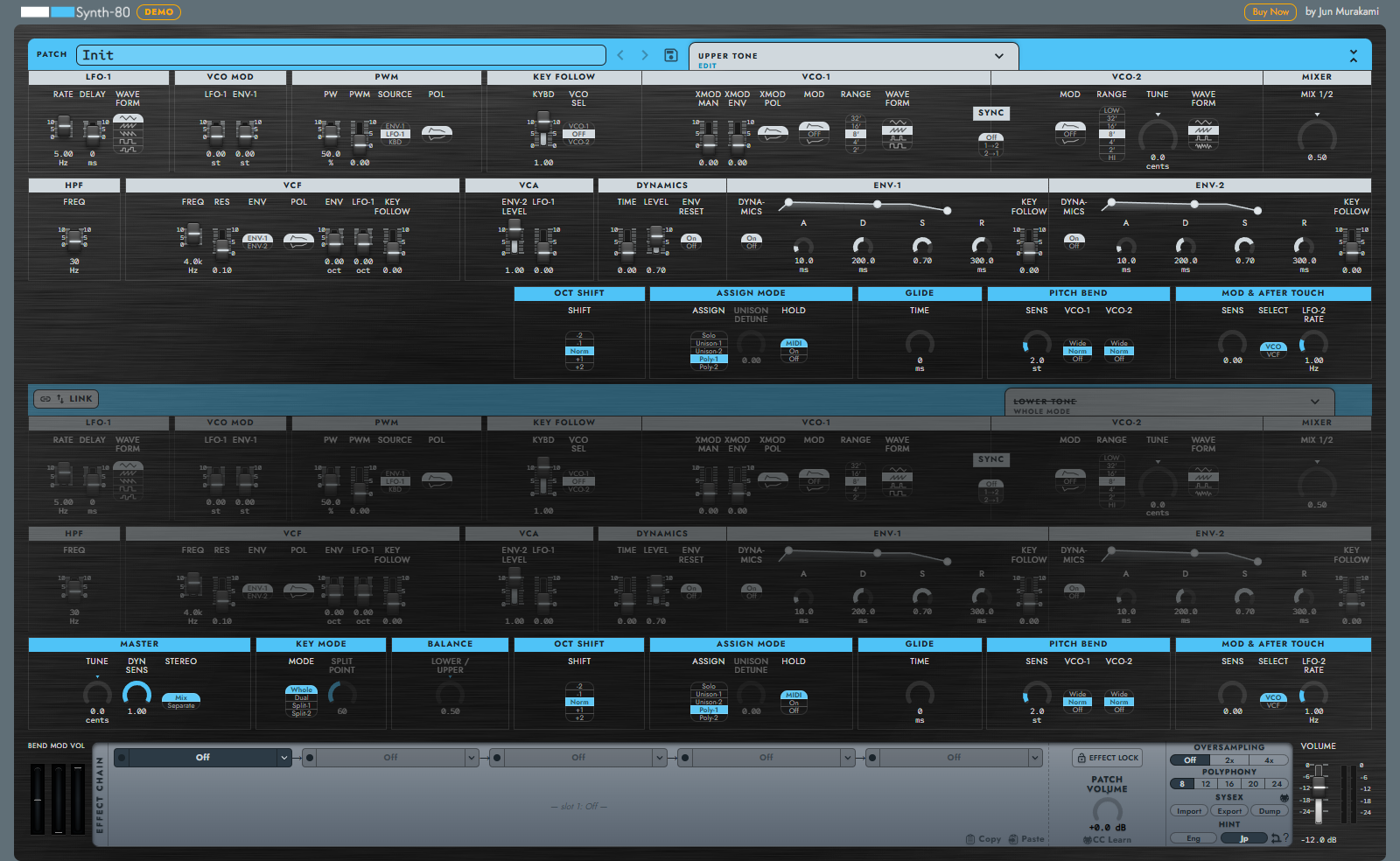 Expanded display of the Tone editor