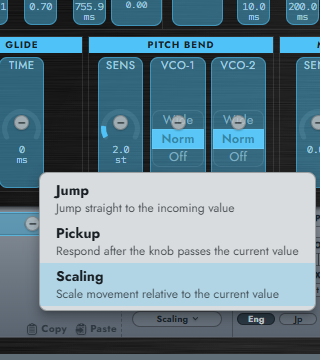 Knob Mode menu