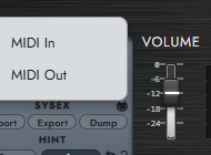 MIDI port selection menu