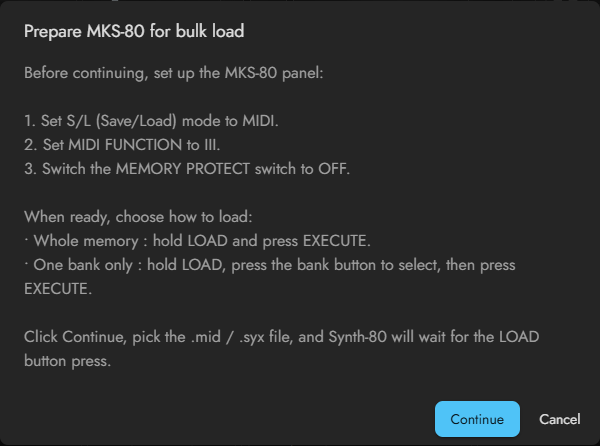 Hardware load preparation dialog