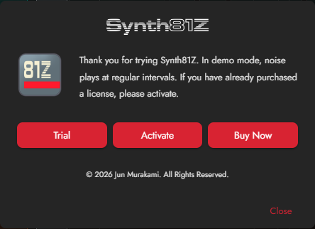 Activation dialog