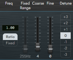Ratio / Fixed / Coarse / Fine / Detune